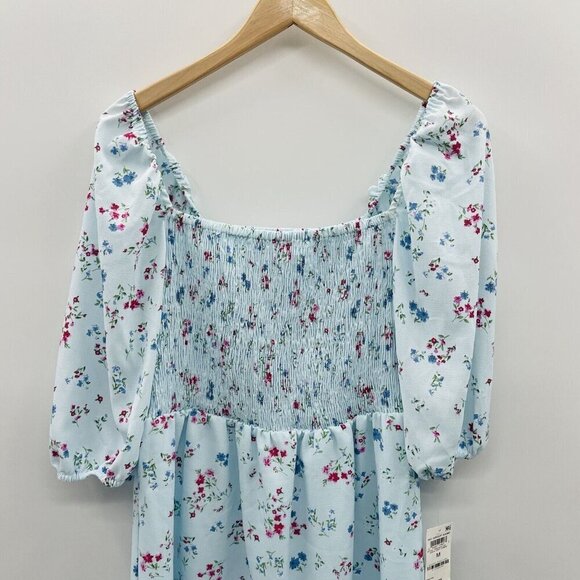 Bar III Womens Medium Floral Printed Smocked Convertible Mini Dress in Blue $99 - Picture 5 of 10